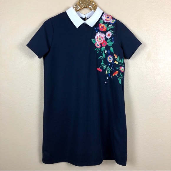 Zara Dresses & Skirts - Zara Trafaluc • Embroidered Dress with Collar